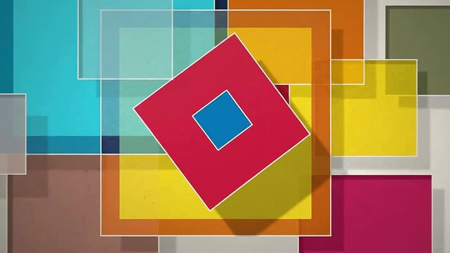 Colorful Geometric Abstract Art with Overlapping Squares