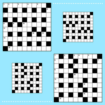 Crossword puzzle grids 10x10 squares with corresponding answer grids