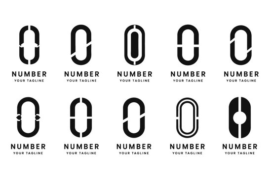 Black and White Zero Logo Templates for Corporate Branding and Design Projects

