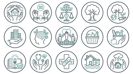 Fototapeta premium Eco friendly icons on white background.
