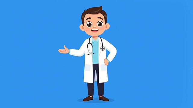 Young Male Doctor Character Giving Medical Advice Animation