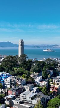 Coit Tower At San Francisco California United States. Aerial View Of Rooftop Skyscraper In Landmark Downtown. Metropole Landscape Commercial Building Amazing. Metropole Town.