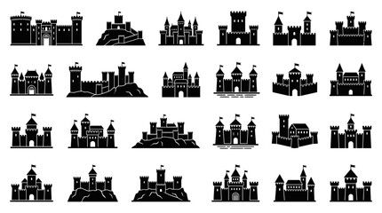 Medieval Castle Silhouettes Collection: Fortresses and Strongholds © siti