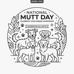 Fototapeta premium The flat design for a National Mutt Day poster focuses on simplicity, elegance, and ease of recognition. Vector Illustration