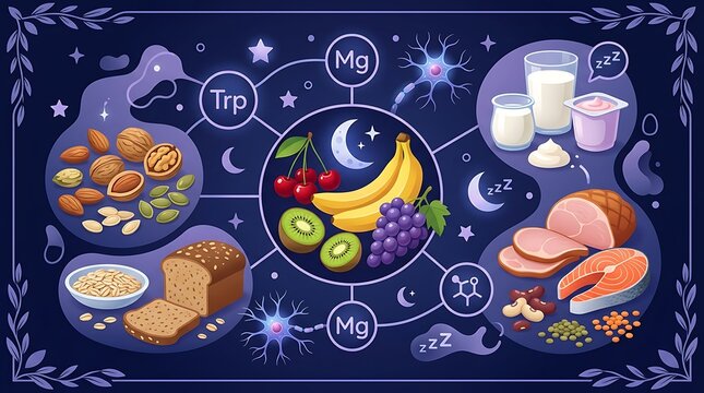 Infographic of healthy foods that promote better sleep and wellness