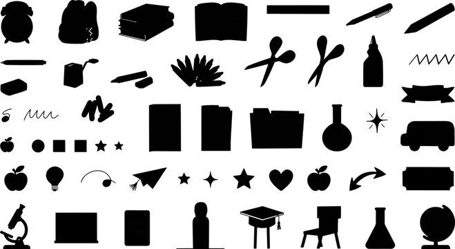 Back to School Education Doodle Line Art Vector Icon Set.eps