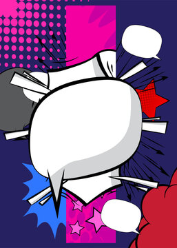 Cartoon background with blank speech bubble, comic book backdrop. Retro vector comics pop art design.
