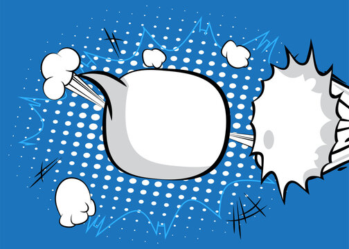Cartoon background with blank speech bubble, comic book backdrop. Retro vector comics pop art design.
