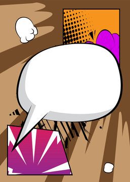 Cartoon background with blank speech bubble, comic book backdrop. Retro vector comics pop art design.
