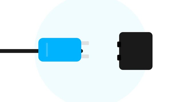 Electricity Power Connection Showing a Blue Plug Connecting to a Black Socket with a Green Indicator Light