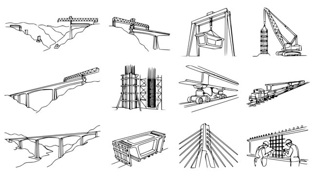 Bridge Construction Methods: Engineering Drawings of Infrastructure Projects