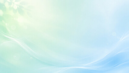 Naklejka premium Soft Mint Green and Blue Abstract Wave Background with Copy Space