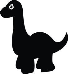 Cute baby long neck dinosaur cartoon character with friendly eye on white background © Amri Grafika