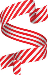 Fototapeta premium A vibrant red and white striped ribbon, intricately twisted and curled, creating a dynamic decorative banner.