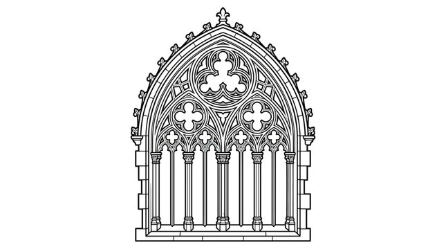 Gothic Window Tracery Illustration - Architectural Design