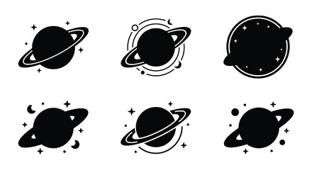 Planet And Space Objects Flat Vector Icons On White Background © nurjahan