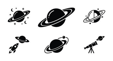 Planet And Space Objects Flat Vector Icons On White Background © nurjahan