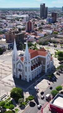 Sagrado Coracao De Jesus Cathedral In Petrolina In Pernambuco Brazil. Dom Malan Square. Downtown City. Beautiful Church. Sagrado Coracao De Jesus Cathedral In Petrolina. Religious Skyline.