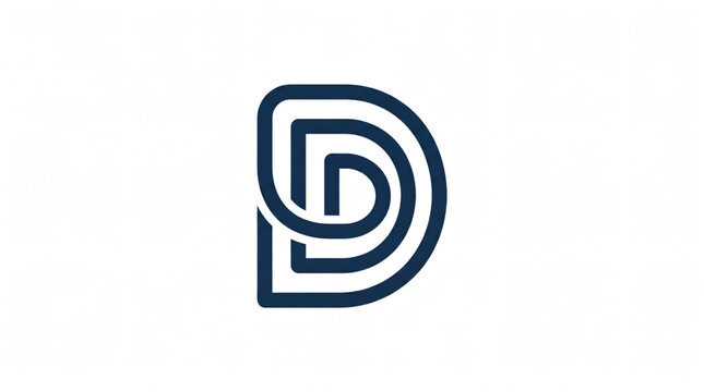 Logo huruf D dengan seni garis saling bertautan minimalis.	