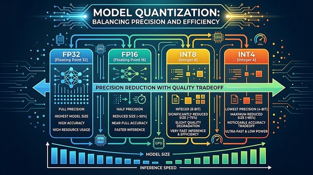 Machine learning model quantization levels for efficient inference