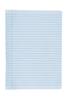 Sheet of lined white paper, Torn piece crumpled isolated transparent background.