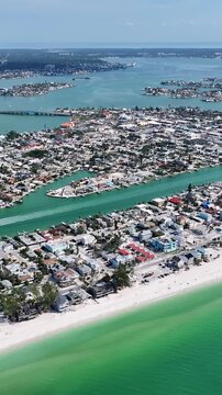 Saint Pete Beach At Saint Petersburg In Florida United States. Beach Landscape. Downtown District. Stunning Cityscape. Saint Pete Beach At Saint Petersburg In Florida United States. Nature Panoramic.
