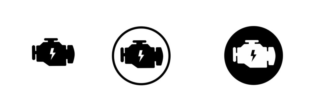 Check engine light icon set for automotive dashboard warning indicators