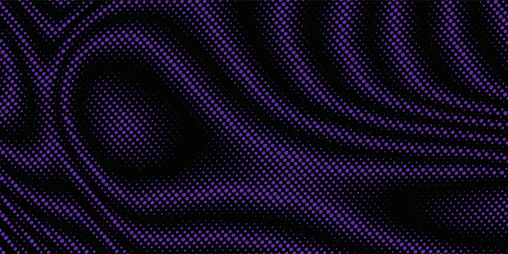 Seamless Pattern of Violet and Lilac Circles of Different Size on Dark Background. Universal Abstraction. Retro Backdrop of Geometric Shapes.