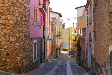 Fototapeta premium Traditional stone houses in the mountain village of Orgosolo, Barbagia, Sardinia, Italy