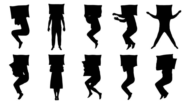 Silhouette people dancing and jumping in different poses isolated on transparent background, Vector