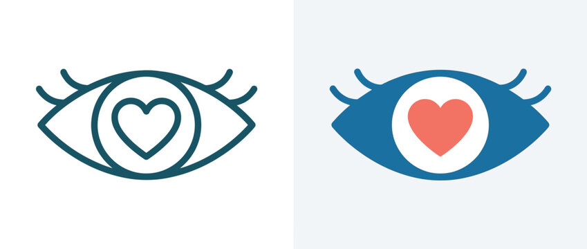 Eye with Heart Symbol: Love Vision, Empathy, and Caring Icon