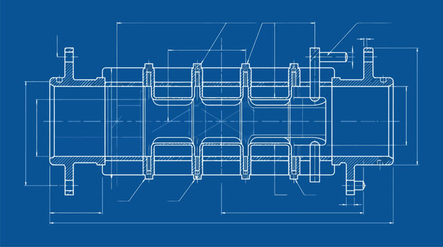 Circuit diagram vector blueprint schematic of electronic control system.