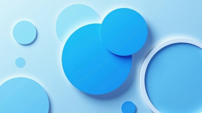 Abstract blue circles pattern on a plain light blue background