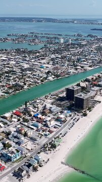 St Pete Beach At Saint Petersburg In Florida United States. Beach Landscape. Riverside Village. Stunning Cityscape. St Pete Beach At Saint Petersburg In Florida United States. Nature Panning Wide.