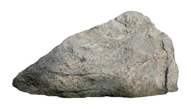 A rough granite rock with a pointed tip and a weathered surface