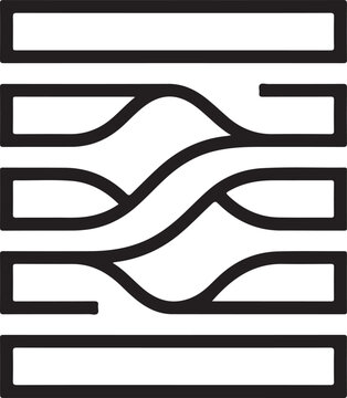 Intertwined Lines Abstract Graphic Symbol with Parallel Bars on White Background Minimalist Design