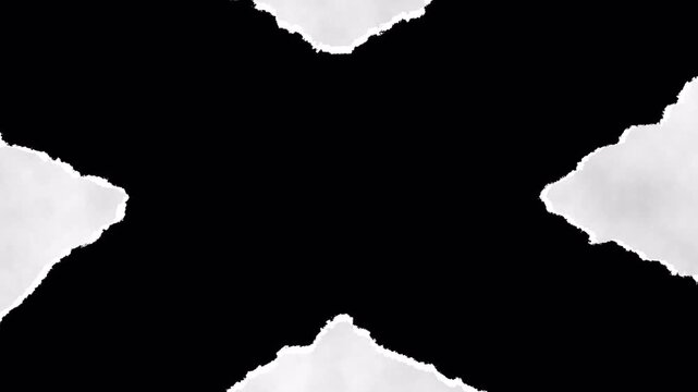 Stop motion Paper tear transition on transparent background