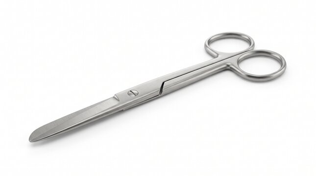 Surgical scissors medical instrument isolated on white background with scissors