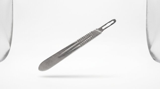 Surgical scalpel handle for medical blade on plain white background