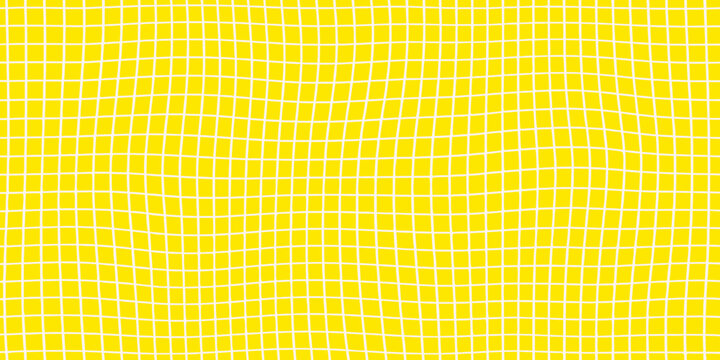 wavy grid pattern on yellow background lines curved geometric design abstract modern artistic visual effect deformation
