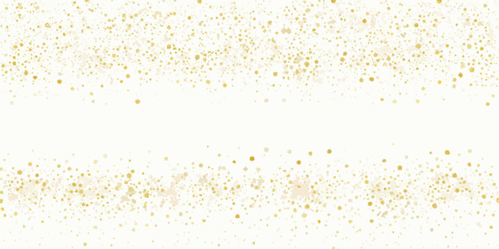 a festive header design with dense golden confetti on white background scatter holiday decoration celebration sparkle