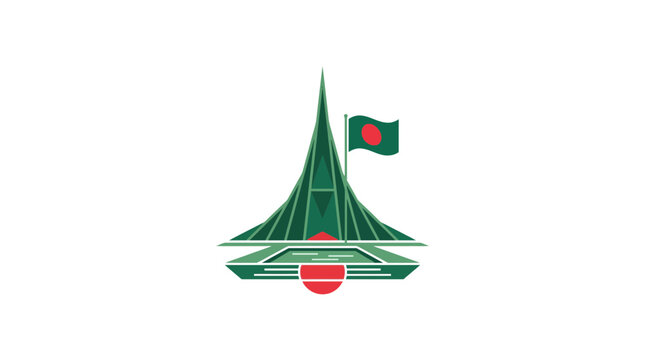 Jatiya Smriti Soudha Bangladesh National Memorial Monument with Flag