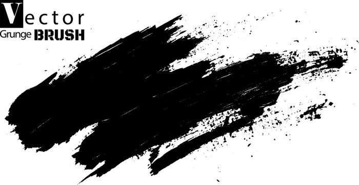 Rough artistic calligraphy stripe template with textured edge effects. Hand painted black ink smudge texture