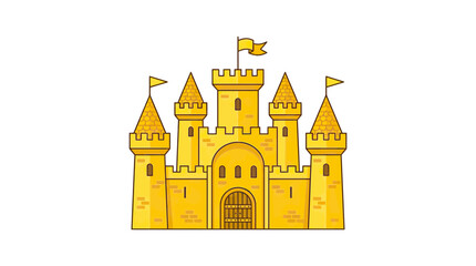 Golden fairy tale castle illustration on white background © Bunga