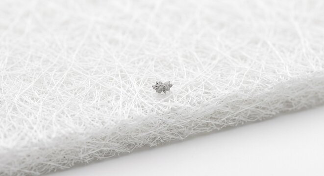 Clean macro texture white HEPA air filter single ash particle