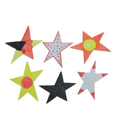Obraz premium colorful stars isolated on white background with torn paper and crafted card design