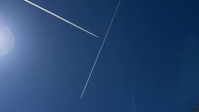 Aircraft flying over Amsterdam Forest park near Schiphol Airport, Netherlands Aircraft flying over Amsterdam Forest