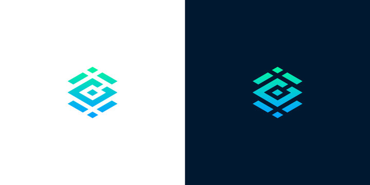Abstract geometric tech logo representing digital data layers and blockchain storage solutions for software companies and IT infrastructure