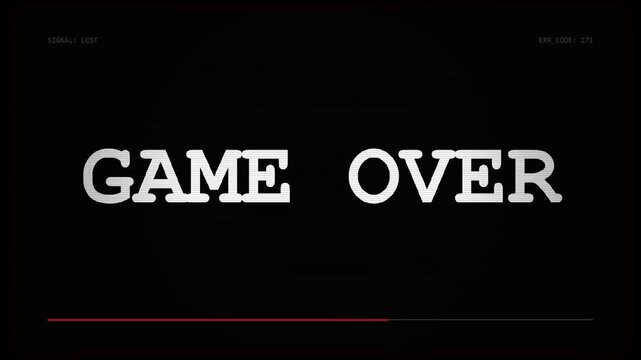 Retro Game Over Glitch Screen with CRT Scanlines and Digital Interface