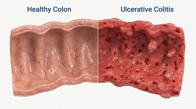 3D Comparison of Healthy Colon and Ulcerative Colitis